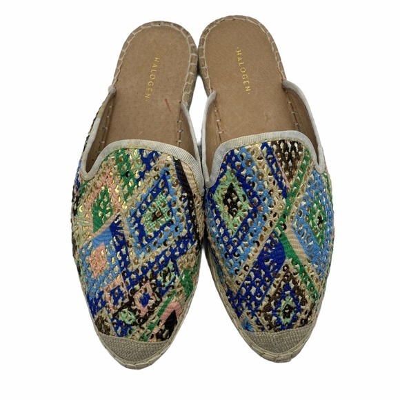Halogen Multicolor Sequins Espadrille Mules 7-1/2M - Picture 2 of 11